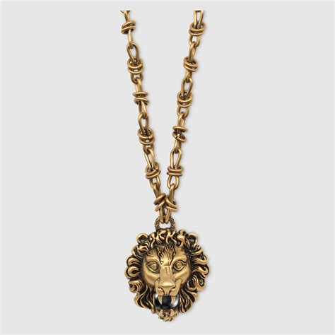 reviews men's gucci lions pendant necklace silver